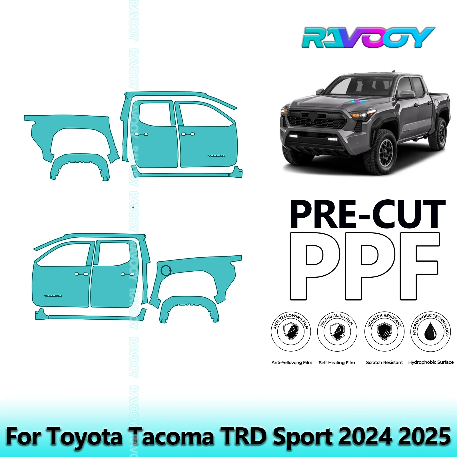 For Toyota Tacoma TRD Sport 2024 2025 8.5mil Clear Matte Pre-Cut PPF Door & A/B Pillar Kit TPU Paint Protection Film Set
For Toyota Tacoma TRD Sport 2024 2025 8.5mil Clear Matte Pre-Cut PPF Door & A/B Pillar Kit TPU Paint Protection Film Set