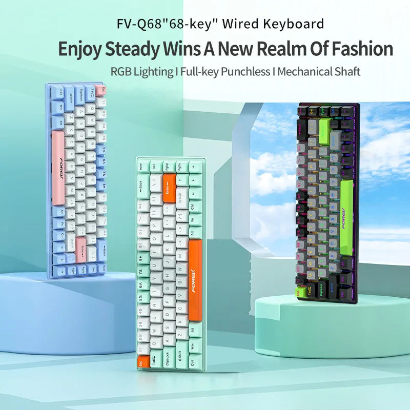 Mechanical keyboard Q68 wired gaming esports RGB luminous desktop computer portable small keyboard
Mechanical keyboard Q68 wired gaming esports RGB luminous desktop computer portable small keyboard