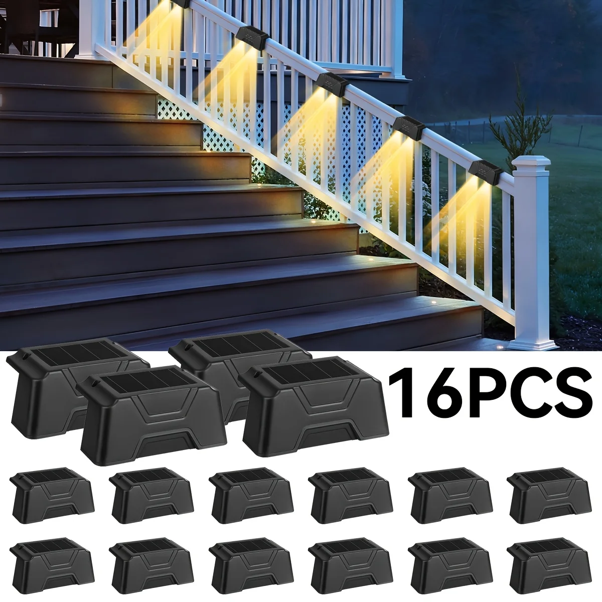 Set of 16 Solar-Powered LED Deck Lights That Automatically Turn on And Off, Suitable for Outdoor Stairs, Fences, And Pathways. They Emit a Warm White Light And Are Easy to Install, Making Them Perfect for Commercial Areas Such As Shopping Centers
Set of 16 Solar-Powered LED Deck Lights That Automatically Turn on And Off, Suitable for Outdoor Stairs, Fences, And Pathways. They Emit a Warm White Light And Are Easy to Install, Making Them Perfect for Commercial Areas Such As Shopping Centers