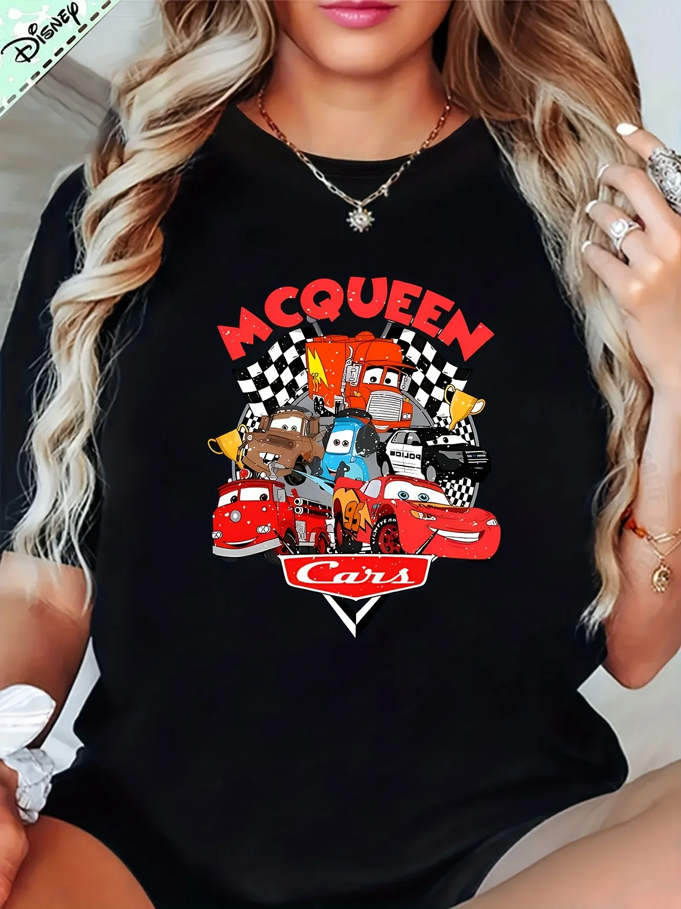Disney Women's Car Movie Lightning McQueen Racing T-shirt Lightning McQueen Matt Design Summer Casual Round Neck Short Sleeve
Disney Women's Car Movie Lightning McQueen Racing T-shirt Lightning McQueen Matt Design Summer Casual Round Neck Short Sleeve