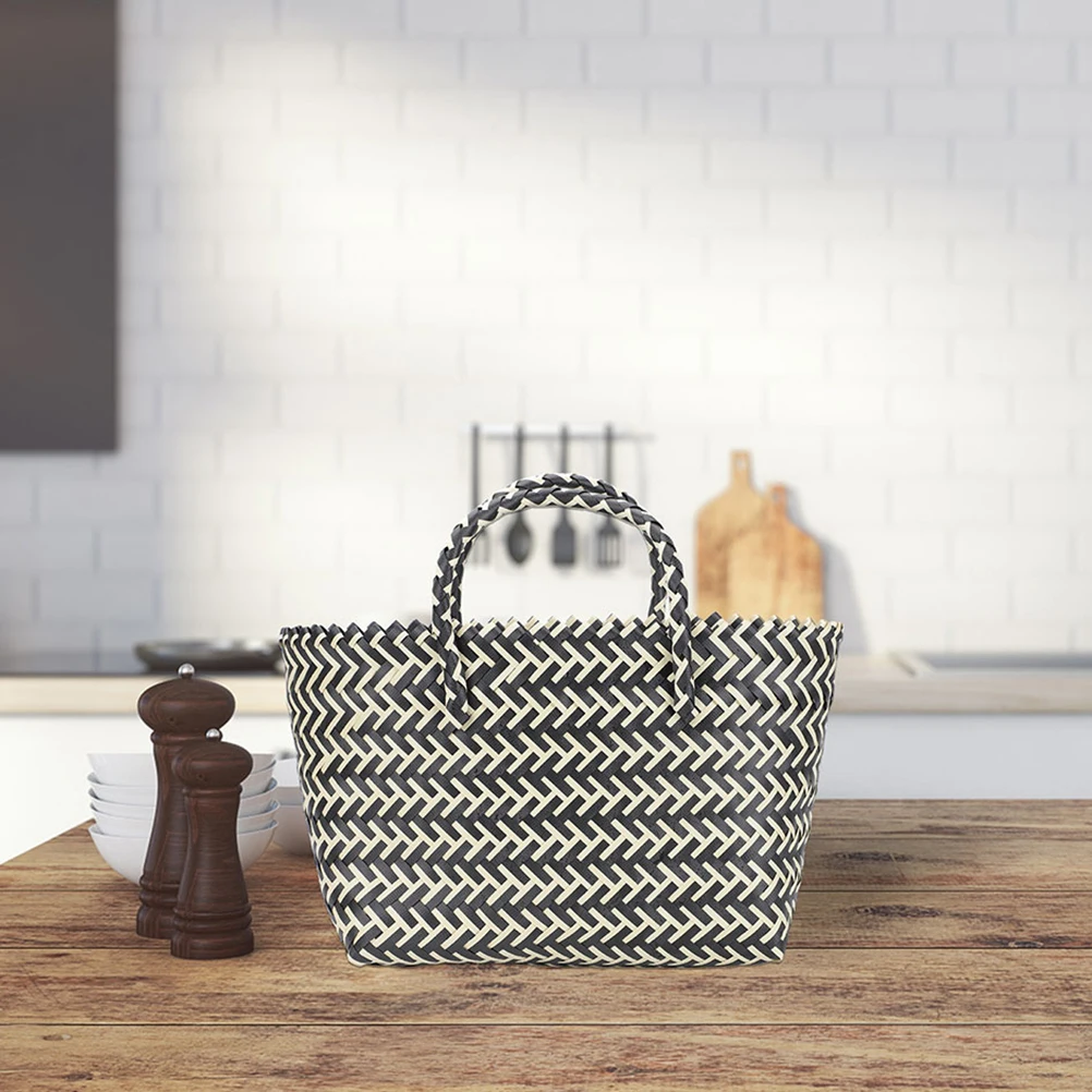 2 Pcs Women Tote Bags Plastic Plastic Basket With Handles Storage Baskets Black Straw PP Handles Sturdy Portable Shopping
2 Pcs Women Tote Bags Plastic Plastic Basket With Handles Storage Baskets Black Straw PP Handles Sturdy Portable Shopping