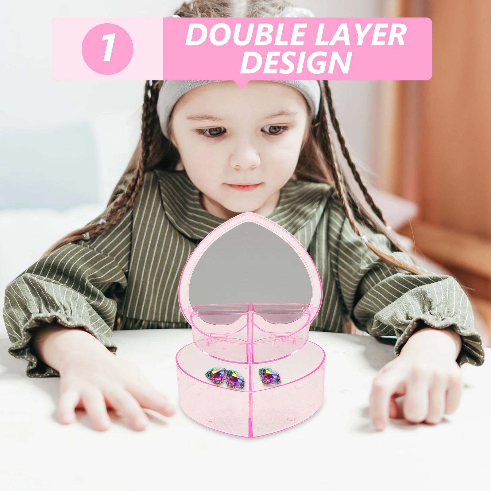 Heart Shape Jewelry Storage Box Double Layer Transparent Organizer For Hair Clips Accessories Cosmetics Holder Portable
Heart Shape Jewelry Storage Box Double Layer Transparent Organizer For Hair Clips Accessories Cosmetics Holder Portable