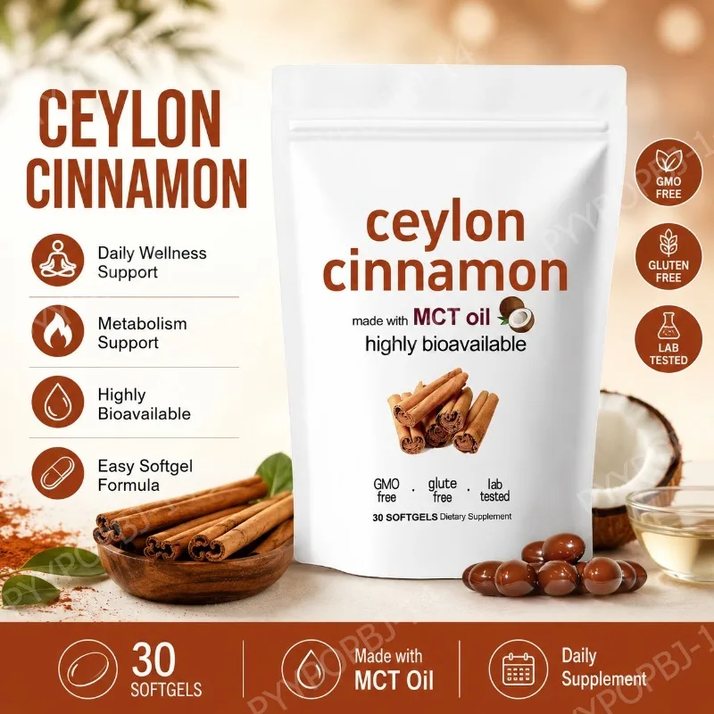 Ceylon Cinnamon Softgels with MCT Oil Daily Wellness Support Highly Bioavailable 30 Softgels
Ceylon Cinnamon Softgels with MCT Oil Daily Wellness Support Highly Bioavailable 30 Softgels