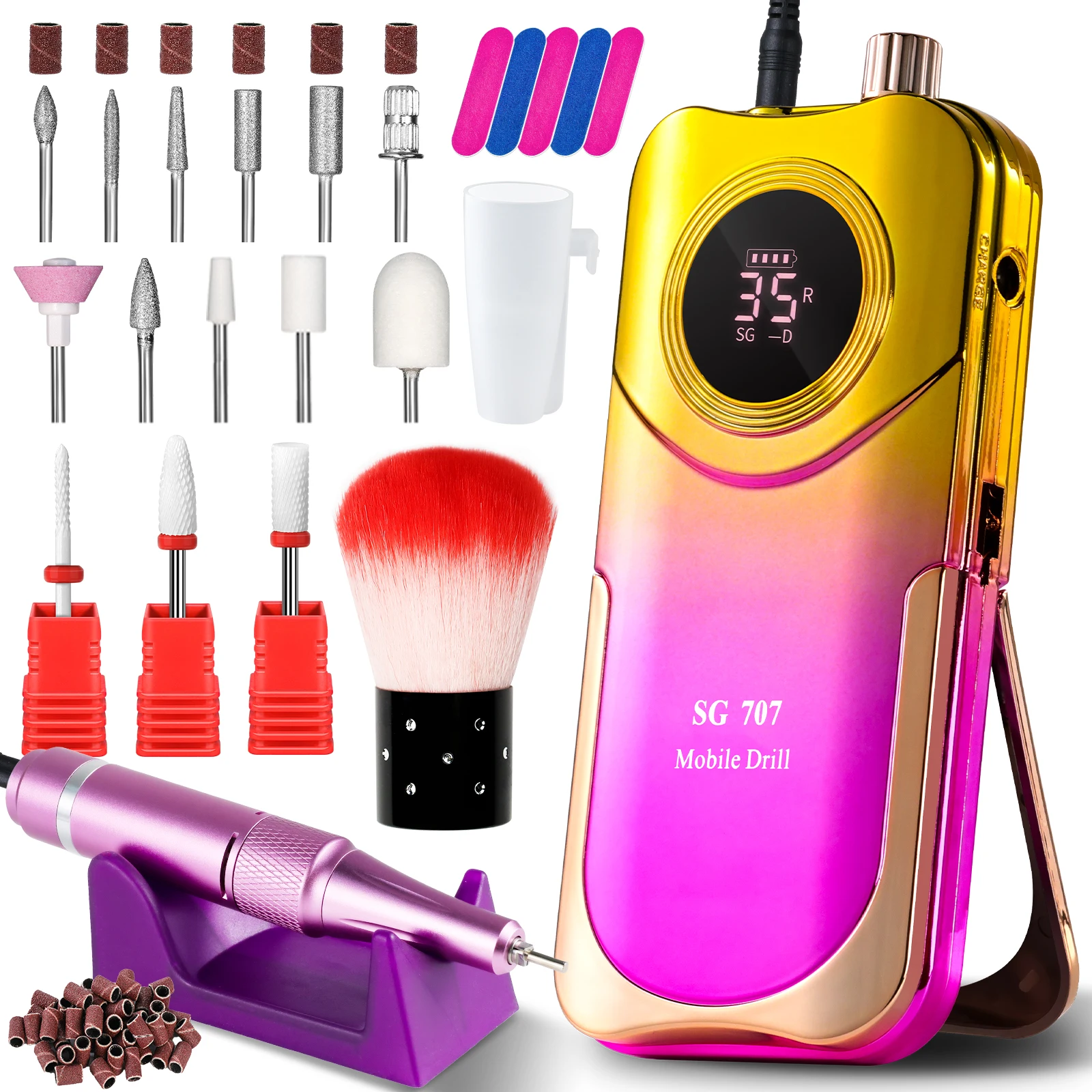 Portable Electric Nail Drill Cordless, 35000 RPM Electric Nail File With Holder,Rechargeable Nail Drill E Filer
Portable Electric Nail Drill Cordless, 35000 RPM Electric Nail File With Holder,Rechargeable Nail Drill E Filer