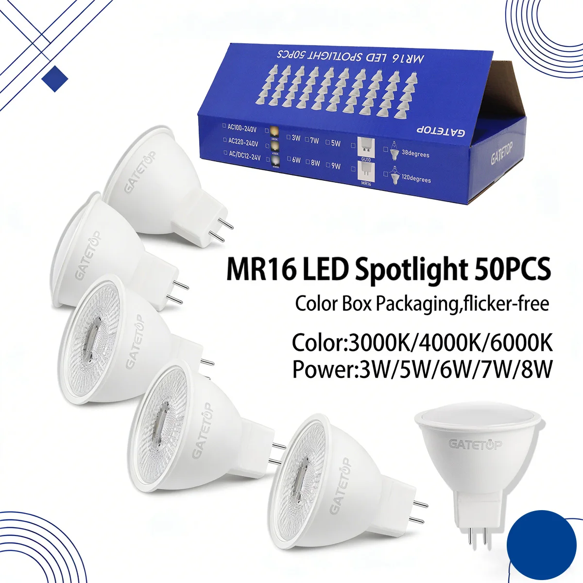 50PCS GU5.3 BASE AC100-240V MR16 LED Light Bulbs Nature White 3000K Cold 6000K 3W 8W Halogen Equivalent 60W Lamp Home Bedroom
50PCS GU5.3 BASE AC100-240V MR16 LED Light Bulbs Nature White 3000K Cold 6000K 3W 8W Halogen Equivalent 60W Lamp Home Bedroom