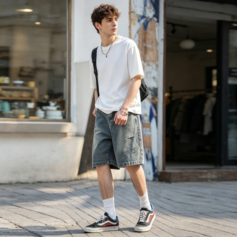 Short Pants Denim Pant Elastic Waist Splice Men Jeans Vintage Washed Loose Work Casual Straight Trousers Y2k Pleated 2026 Spring
Short Pants Denim Pant Elastic Waist Splice Men Jeans Vintage Washed Loose Work Casual Straight Trousers Y2k Pleated 2026 Spring