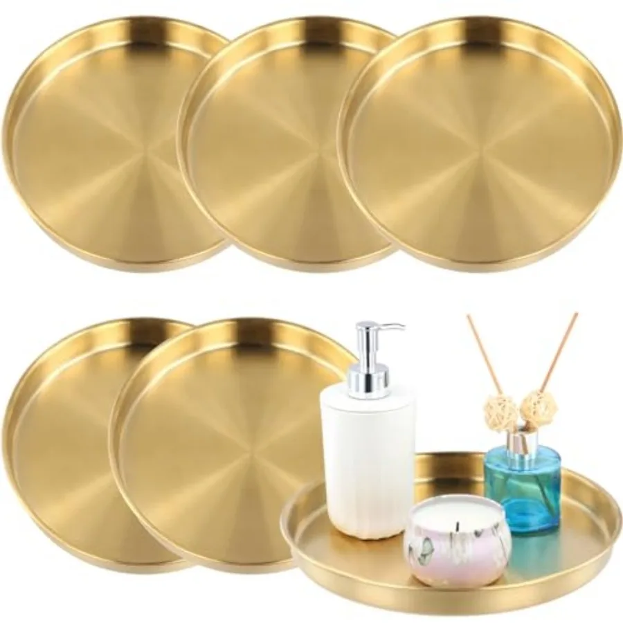 6 PCS Gold Tray Serving Platter, 9.8 Inches Round Gold Decorative Trays, Stainless Steel Coffee Table Tray, Vanity Jewelry Make
6 PCS Gold Tray Serving Platter, 9.8 Inches Round Gold Decorative Trays, Stainless Steel Coffee Table Tray, Vanity Jewelry Make