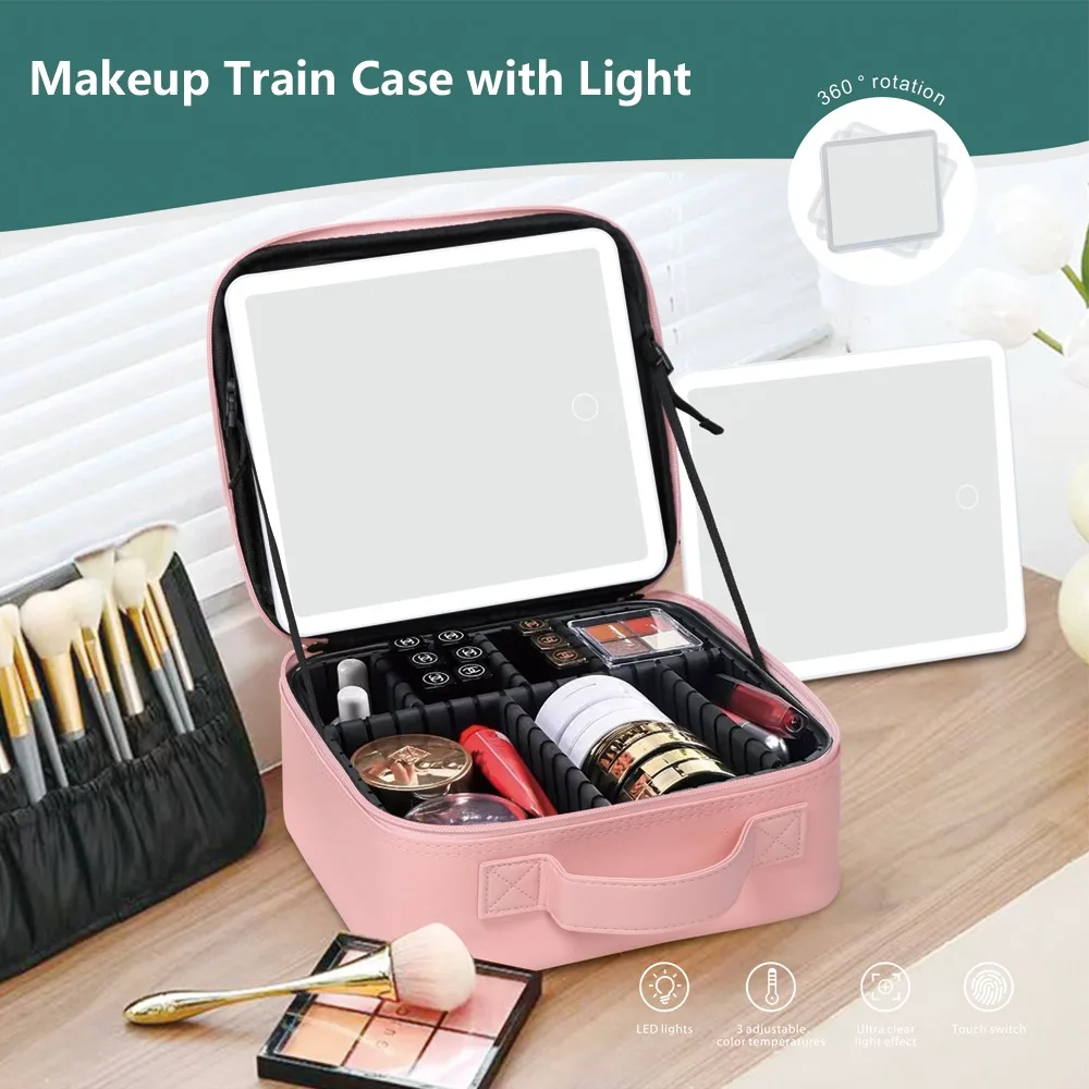 Travel Large LED Cosmetic Organizer Makeup Case with Mirror Make Up Bags with 3 Color Lights and Adjustable Dividers Portable
Travel Large LED Cosmetic Organizer Makeup Case with Mirror Make Up Bags with 3 Color Lights and Adjustable Dividers Portable