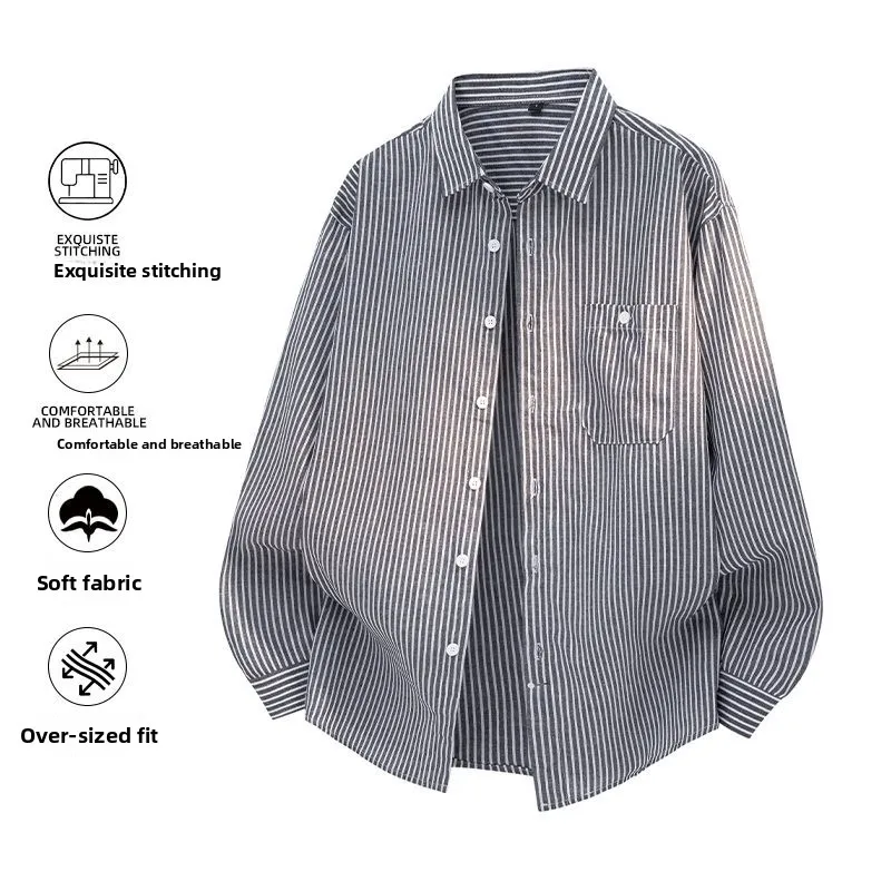 Loose Fit Men's Long Sve irt Vertical Stripes Casual Sle Printed Label Artificial Cotton Resistant to Deformation
Loose Fit Men's Long Sve irt Vertical Stripes Casual Sle Printed Label Artificial Cotton Resistant to Deformation