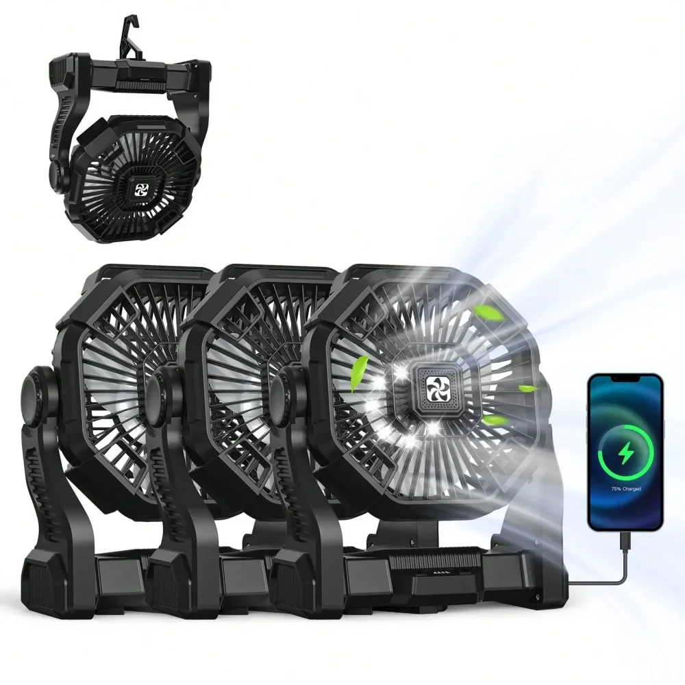 Portable Camping Fan With LED Light 20000mAh Rechargeable Battery, Adjustable 270 360 Design For Tents, Travel, And Outdoor Use,
Portable Camping Fan With LED Light 20000mAh Rechargeable Battery, Adjustable 270 360 Design For Tents, Travel, And Outdoor Use,