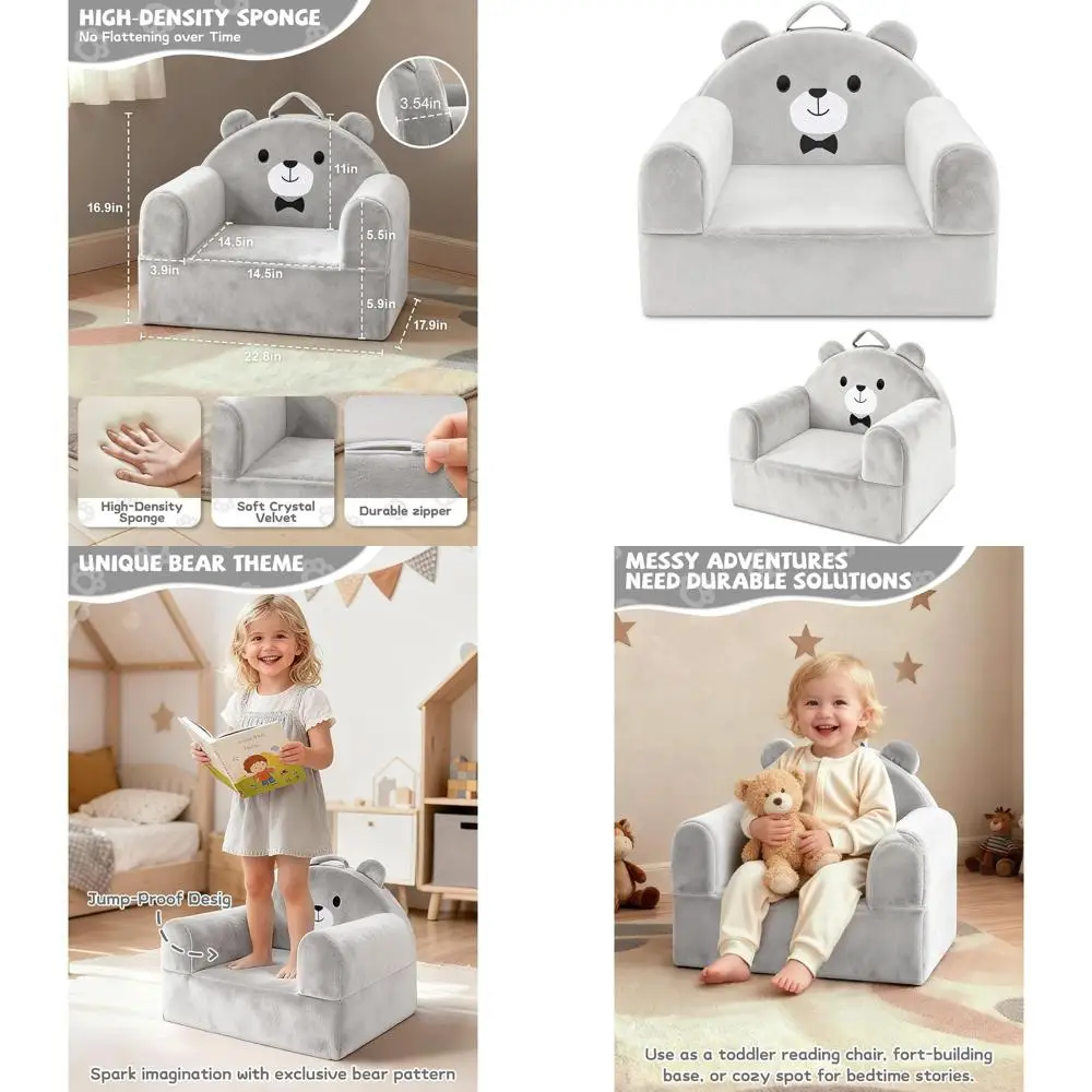 Portable Toddler Chair with Washable Crystal Velvet Cover and Magic-Tape Backrest, Ideal for Play, Naps, and Travel (Soot Grey,
Portable Toddler Chair with Washable Crystal Velvet Cover and Magic-Tape Backrest, Ideal for Play, Naps, and Travel (Soot Grey,