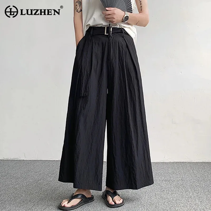 LUZHEN однотонные уличные прямые оригинальные брюки, мешковатые корейские мужские индивидуальные модные элегантные брюки с девятью точками JY4321 
LUZHEN однотонные уличные прямые оригинальные брюки, мешковатые корейские мужские индивидуальные модные элегантные брюки с девятью точками JY4321