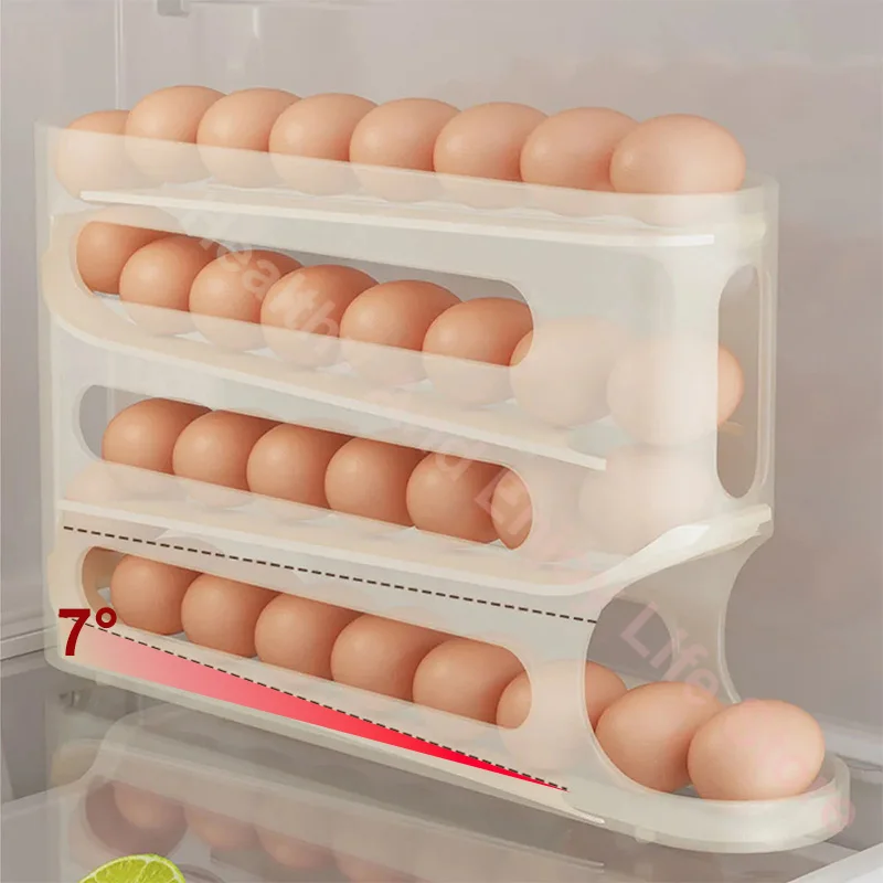 4 Layers Automatic Rolling Egg Holder Large Capacity Storage Box For Kitchen Refrigerator Egg Dispenser 30 Eggs 7° Slope Design
4 Layers Automatic Rolling Egg Holder Large Capacity Storage Box For Kitchen Refrigerator Egg Dispenser 30 Eggs 7° Slope Design
