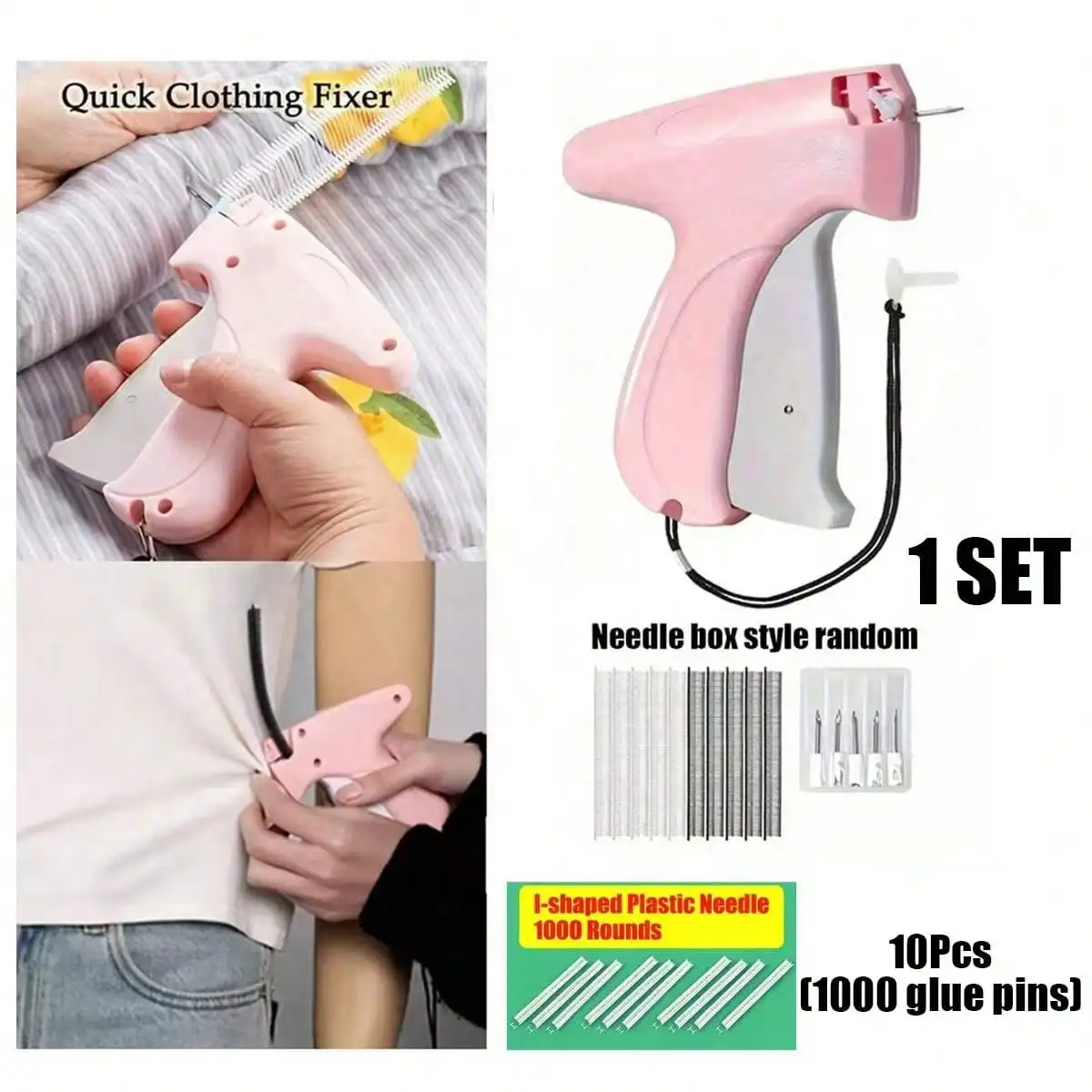 1 Set Fine Sewing Gun For Clothing, Micro Mini Sewing Label Gun For Clothing, Quilting Binding Tool, Fast Sewing Gun With 6 Fine Needles And 1000 Fasteners - Available In 2 Sets (A: 1 Set Label Gun, B: 1000 Separate Glue Needles)
1 Set Fine Sewing Gun For Clothing, Micro Mini Sewing Label Gun For Clothing, Quilting Binding Tool, Fast Sewing Gun With 6 Fine Needles And 1000 Fasteners - Available In 2 Sets (A: 1 Set Label Gun, B: 1000 Separate Glue Needles)