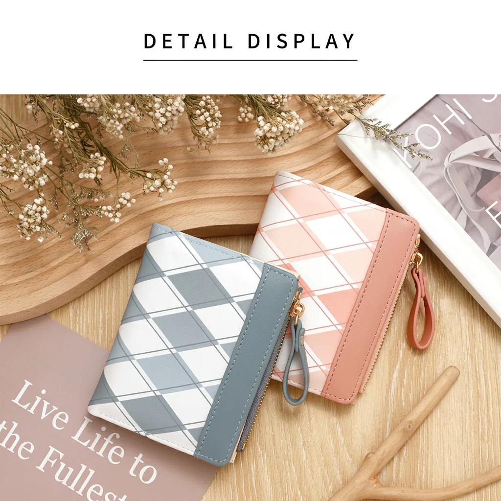 Pu Wallet Mini Bifold Wallet Plaid Pattern Purse Fresh Card Slot Purse For Commuting Travel Campus
Pu Wallet Mini Bifold Wallet Plaid Pattern Purse Fresh Card Slot Purse For Commuting Travel Campus