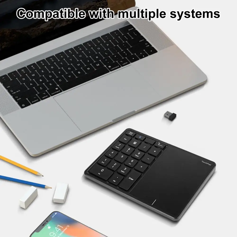 Numeric Keyboard 2.4GHz Wireless Bluetooth-compatible Dual Modes Touchpad Type-C Laptop Charging Keyboard Computer Accessories
Numeric Keyboard 2.4GHz Wireless Bluetooth-compatible Dual Modes Touchpad Type-C Laptop Charging Keyboard Computer Accessories