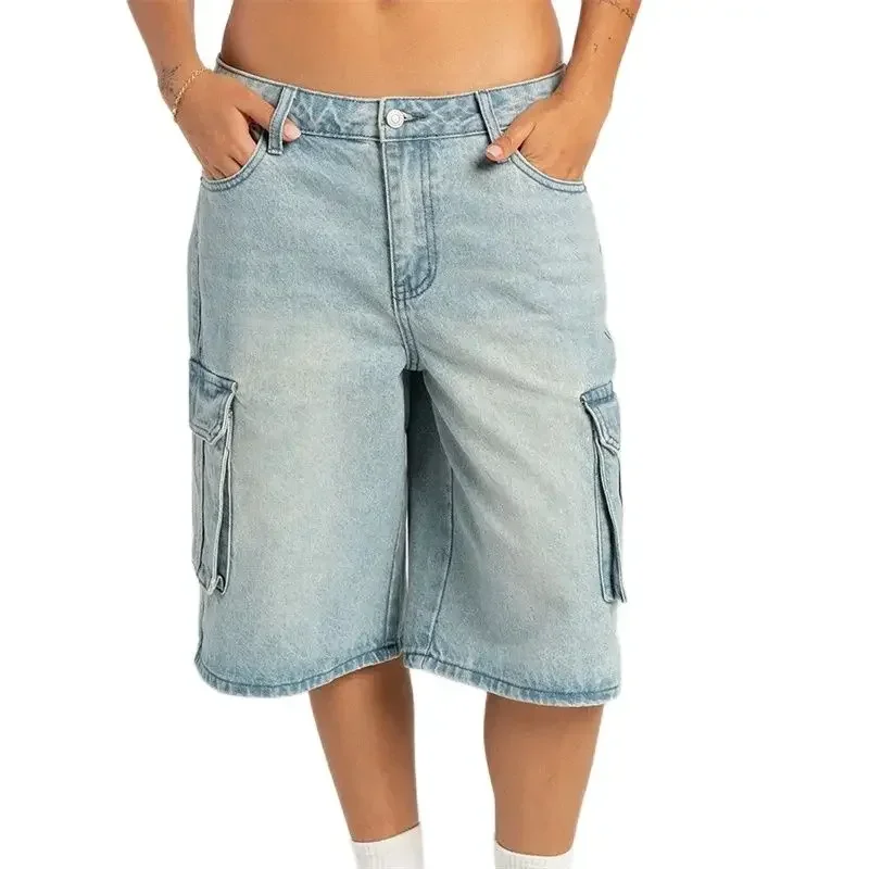 Women Side Splicing Pocket Loose Mid-length Jeans Straight Five-quarter Length Trousers Female Casual Denim Pants New Streetwear
Women Side Splicing Pocket Loose Mid-length Jeans Straight Five-quarter Length Trousers Female Casual Denim Pants New Streetwear