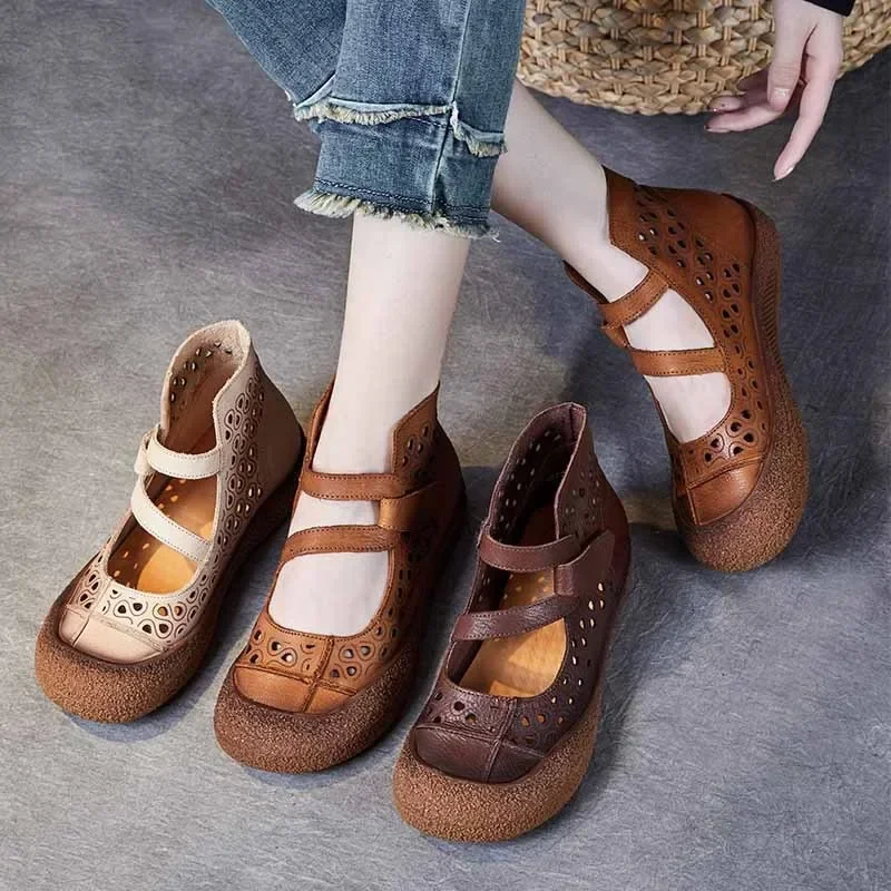 Bikuir Retro Hollow Out Women Mary Jane Shoes Soft Soles High Top Shoes Boots Hook Loop Genuine Leather Flats Boots Lazy Boots
Bikuir Retro Hollow Out Women Mary Jane Shoes Soft Soles High Top Shoes Boots Hook Loop Genuine Leather Flats Boots Lazy Boots