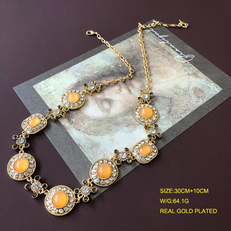 Vintage Orange Bracelet Necklace Set Real Gold-Plated Retro Necklace Jewelry Clothing Accessories Birthday Gifts for Women
Vintage Orange Bracelet Necklace Set Real Gold-Plated Retro Necklace Jewelry Clothing Accessories Birthday Gifts for Women