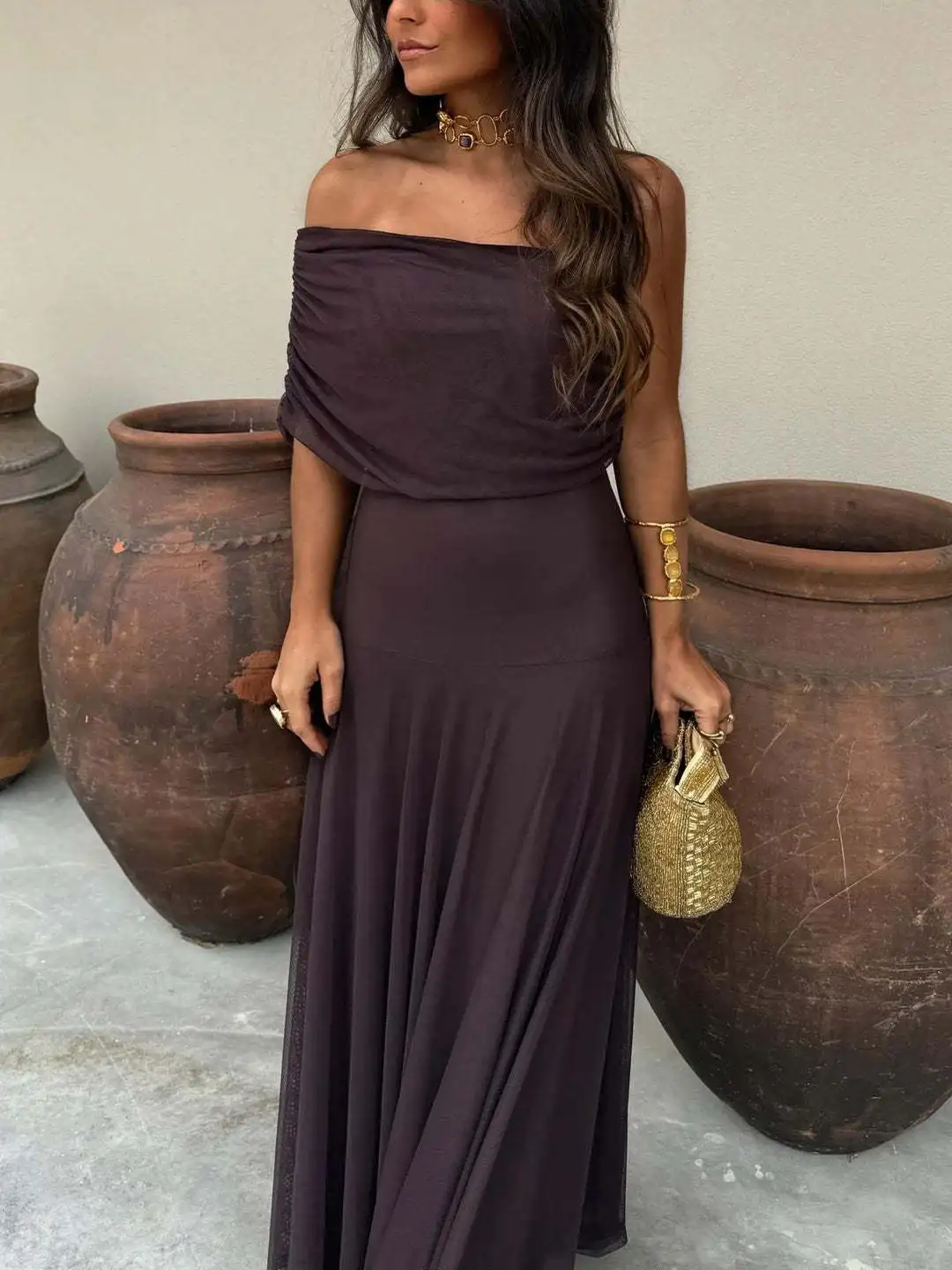 Summer Bandeau Dress, Elegant Draped Off-Shoulder Floor-Length Maxi Dress, Vacation Style Slim-Fit Evening Gown
Summer Bandeau Dress, Elegant Draped Off-Shoulder Floor-Length Maxi Dress, Vacation Style Slim-Fit Evening Gown