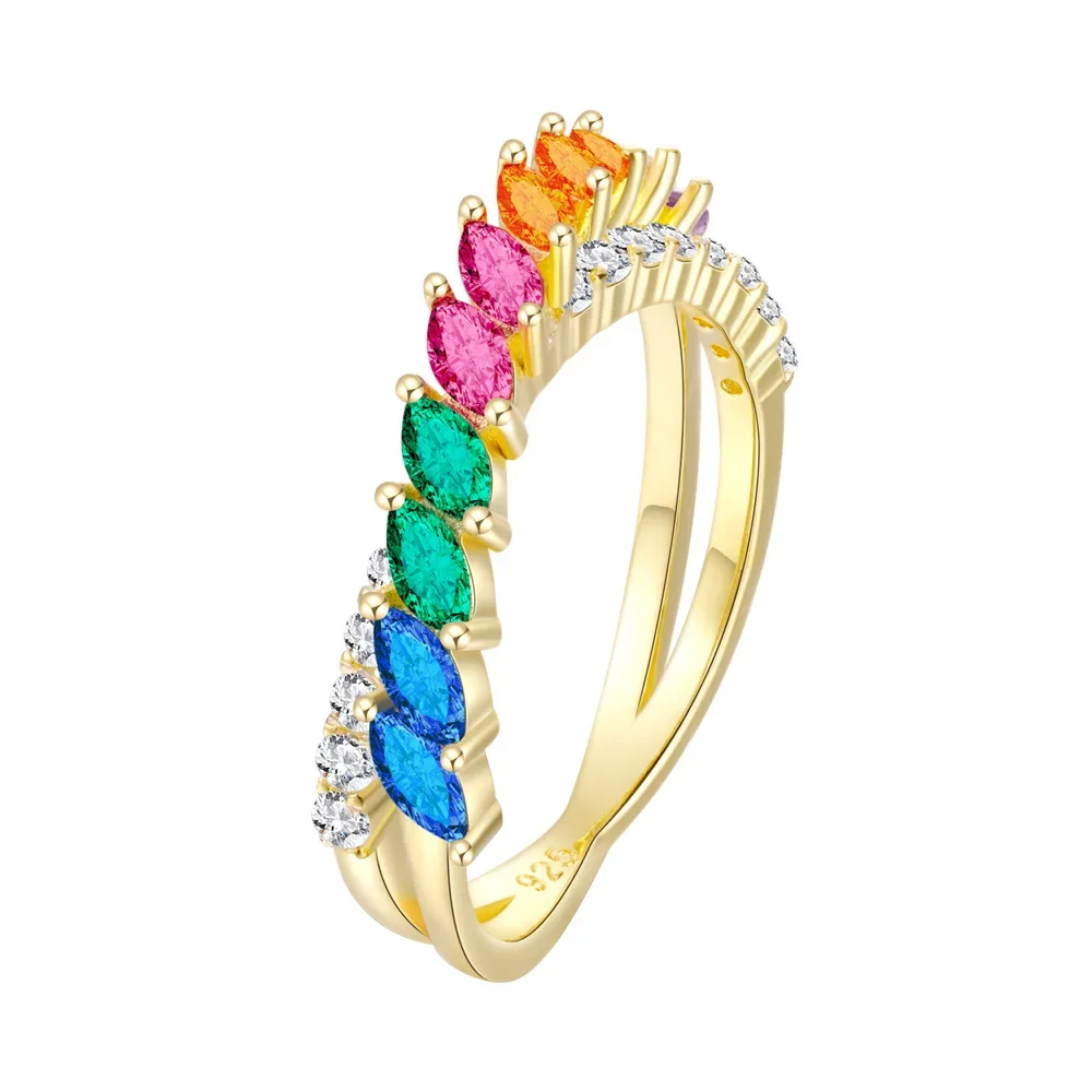 Zhenchengda Double Ring Cross Diamond Colored Diamonds Set Ring Simple S925 Silver Ring Fashion
Zhenchengda Double Ring Cross Diamond Colored Diamonds Set Ring Simple S925 Silver Ring Fashion