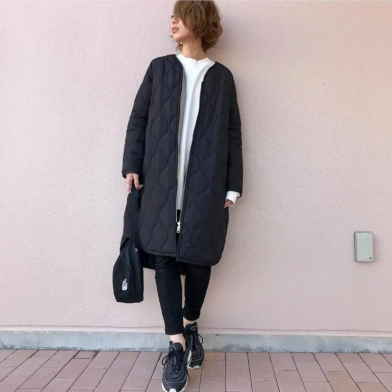 Warm Solid Color Zipper Retro Long Parka Coat Winter Cotton Jacket Office Ladies Korean Winter Coat Ladies Streetwear
Warm Solid Color Zipper Retro Long Parka Coat Winter Cotton Jacket Office Ladies Korean Winter Coat Ladies Streetwear
