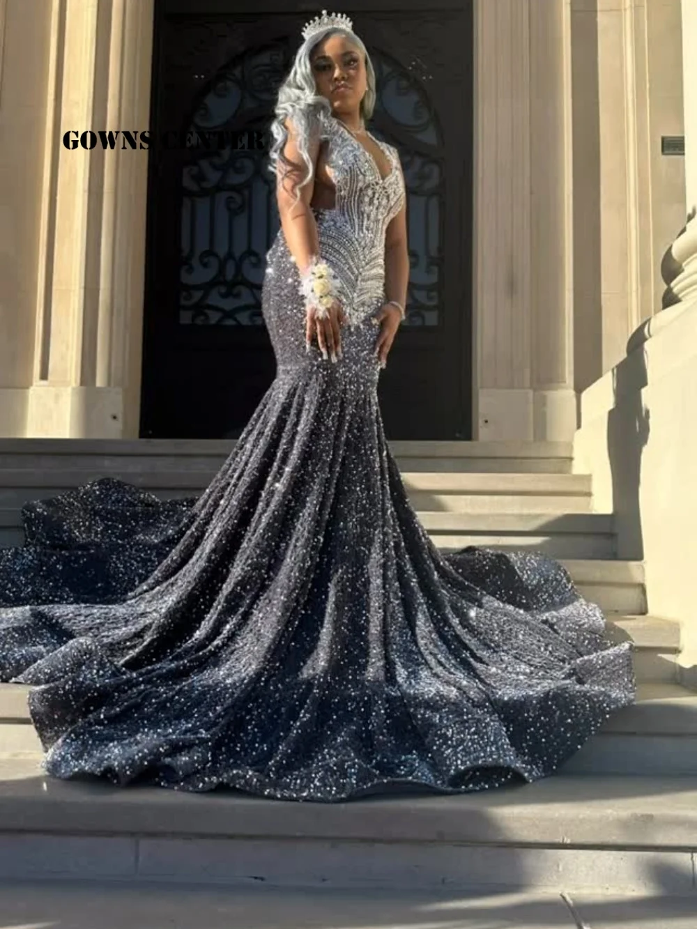 Sparkly Diamonds Silver Sequin Prom Dresses 2026 For Black Girls Crystal Beading Sequins Formal Party Gown Customized
Sparkly Diamonds Silver Sequin Prom Dresses 2026 For Black Girls Crystal Beading Sequins Formal Party Gown Customized