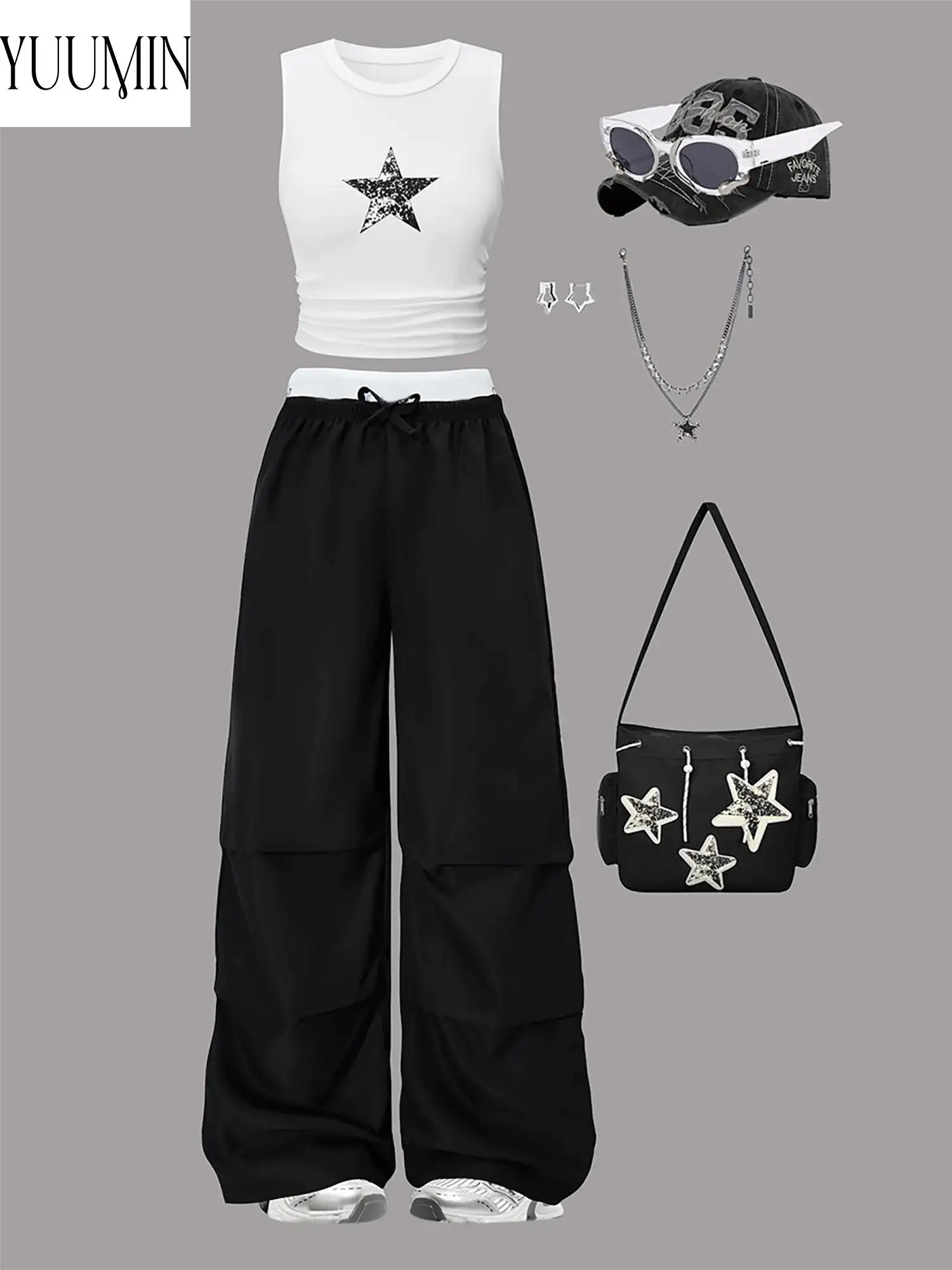 Kids Girls 2-Piece Street Fashion Outfit Sleeveless Tank Top with Stretchy Wide-Leg Cargo Pants for Hip Hop Dance Beach Workout
Kids Girls 2-Piece Street Fashion Outfit Sleeveless Tank Top with Stretchy Wide-Leg Cargo Pants for Hip Hop Dance Beach Workout