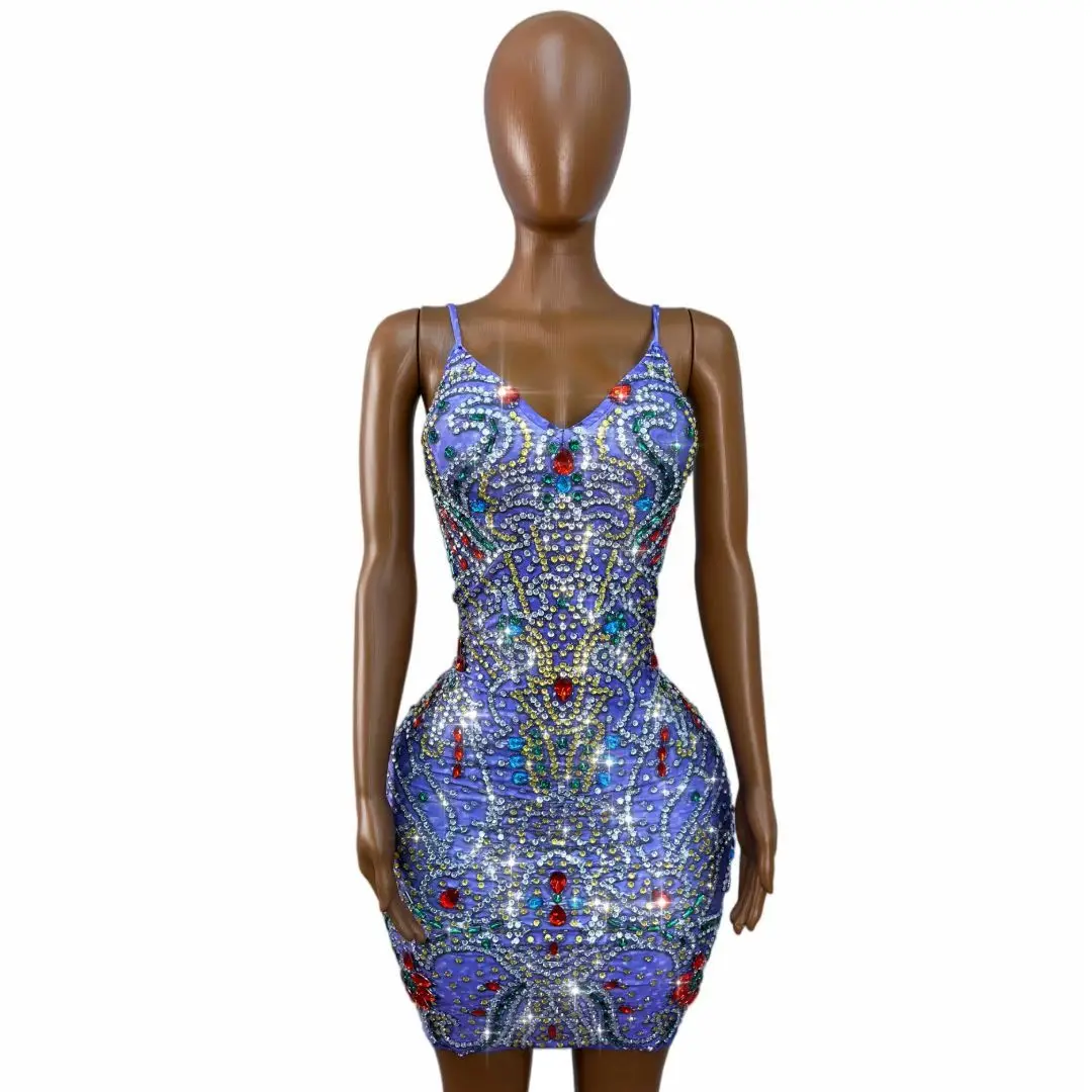 Lanwenyu Purple Satin Bodycon Dress with Colorful Rhinestone Embellishments for Formal Parties and Drag Queen Cabaret Shows
Lanwenyu Purple Satin Bodycon Dress with Colorful Rhinestone Embellishments for Formal Parties and Drag Queen Cabaret Shows