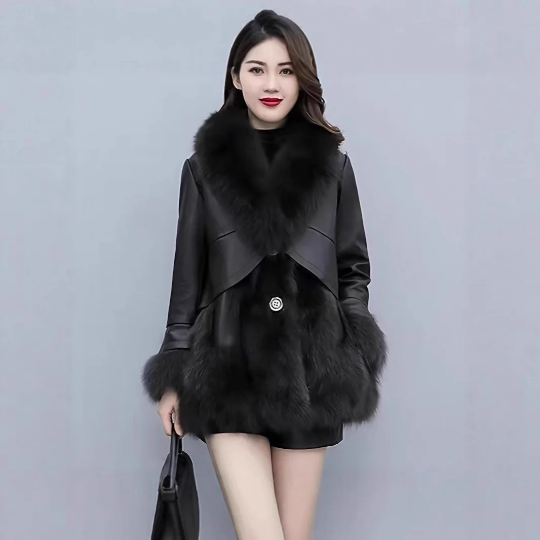 Women's Faux Fur Leather Jaet V-Ne Mid-Length Thiened Winter Coat Slimming Design Chinese Brand Retro Sle
Women's Faux Fur Leather Jaet V-Ne Mid-Length Thiened Winter Coat Slimming Design Chinese Brand Retro Sle