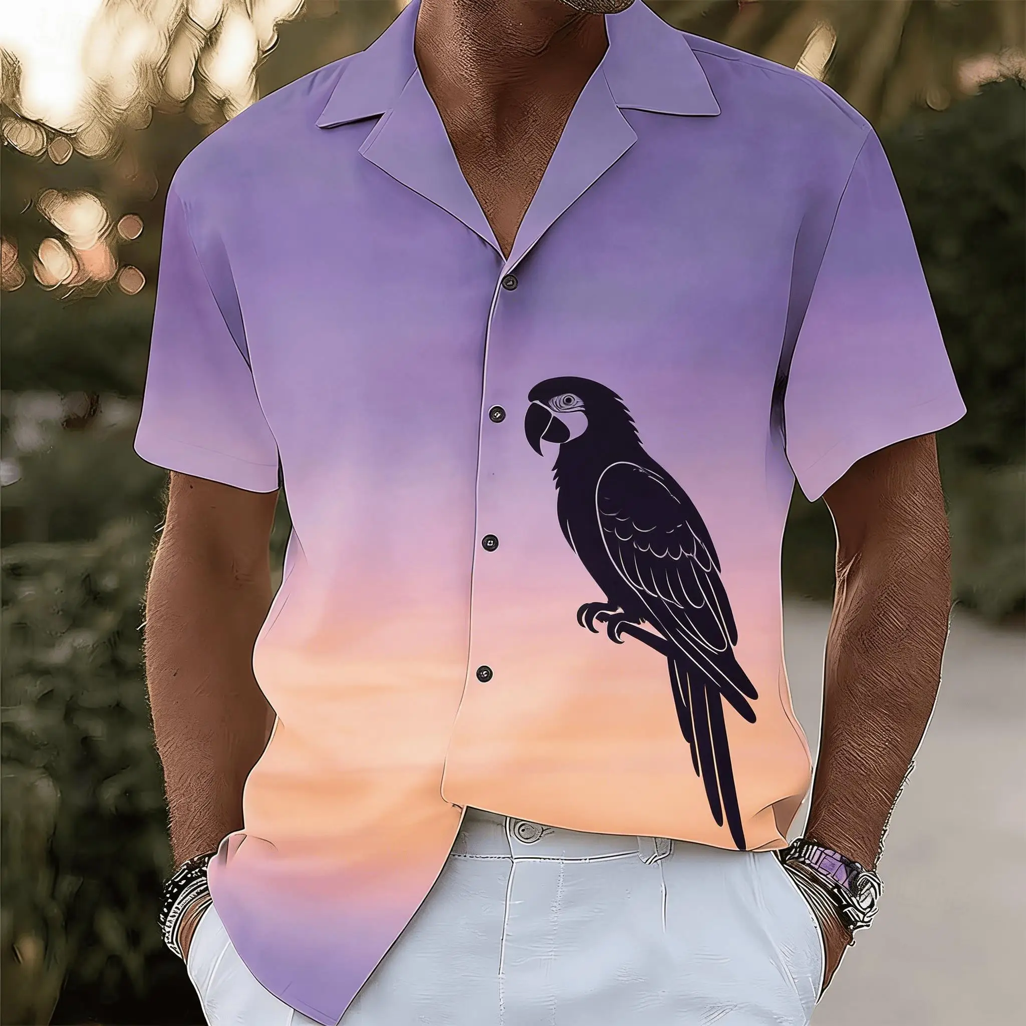 Men's Sunset Gradient Print Short Sleeve Shirt, Tropical Vibe Button Down for Spring Summer Casual & Beach Wear
Men's Sunset Gradient Print Short Sleeve Shirt, Tropical Vibe Button Down for Spring Summer Casual & Beach Wear