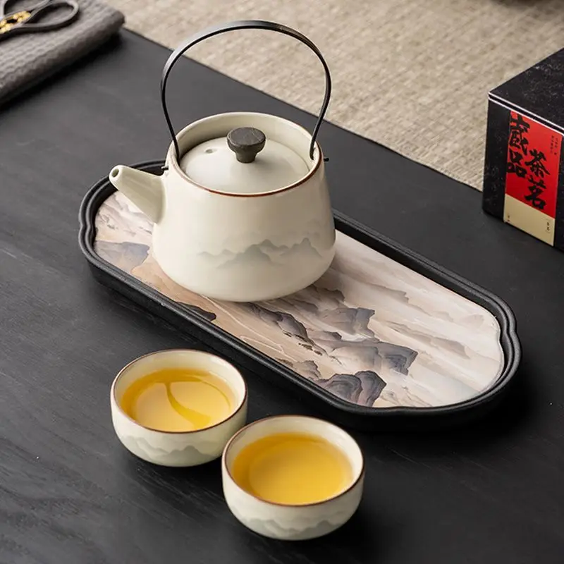 Ru Kiln Kung Fu Tea Set with One Pot & Two Cups, Cultivable Crackle Glaze, Lift/Xishi Teapot, Gaiwan & Tea Tray for Home
Ru Kiln Kung Fu Tea Set with One Pot & Two Cups, Cultivable Crackle Glaze, Lift/Xishi Teapot, Gaiwan & Tea Tray for Home
