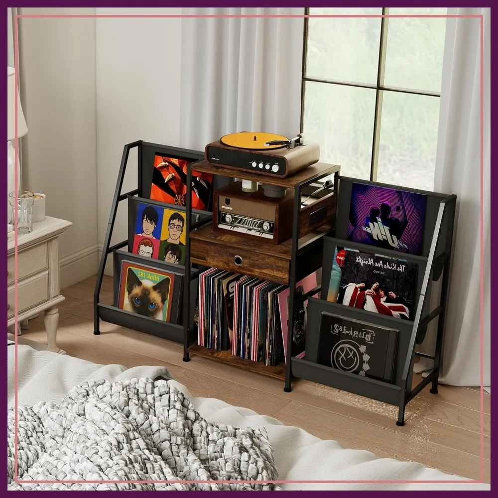 Record Player Stand with Drawer, Oxford Cloth Vinyl Storage, 8 Adjustable Foot Pads, Turntable Table for Living Room Bedroom
Record Player Stand with Drawer, Oxford Cloth Vinyl Storage, 8 Adjustable Foot Pads, Turntable Table for Living Room Bedroom