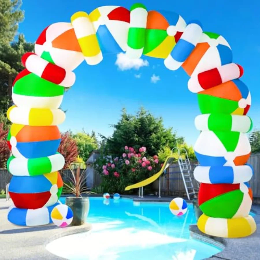 9ft Beach Ball Inflatables Arch for outdoor summer pool, beach, garden, lawn parties; PVC material, white with blue accents; bu
9ft Beach Ball Inflatables Arch for outdoor summer pool, beach, garden, lawn parties; PVC material, white with blue accents; bu