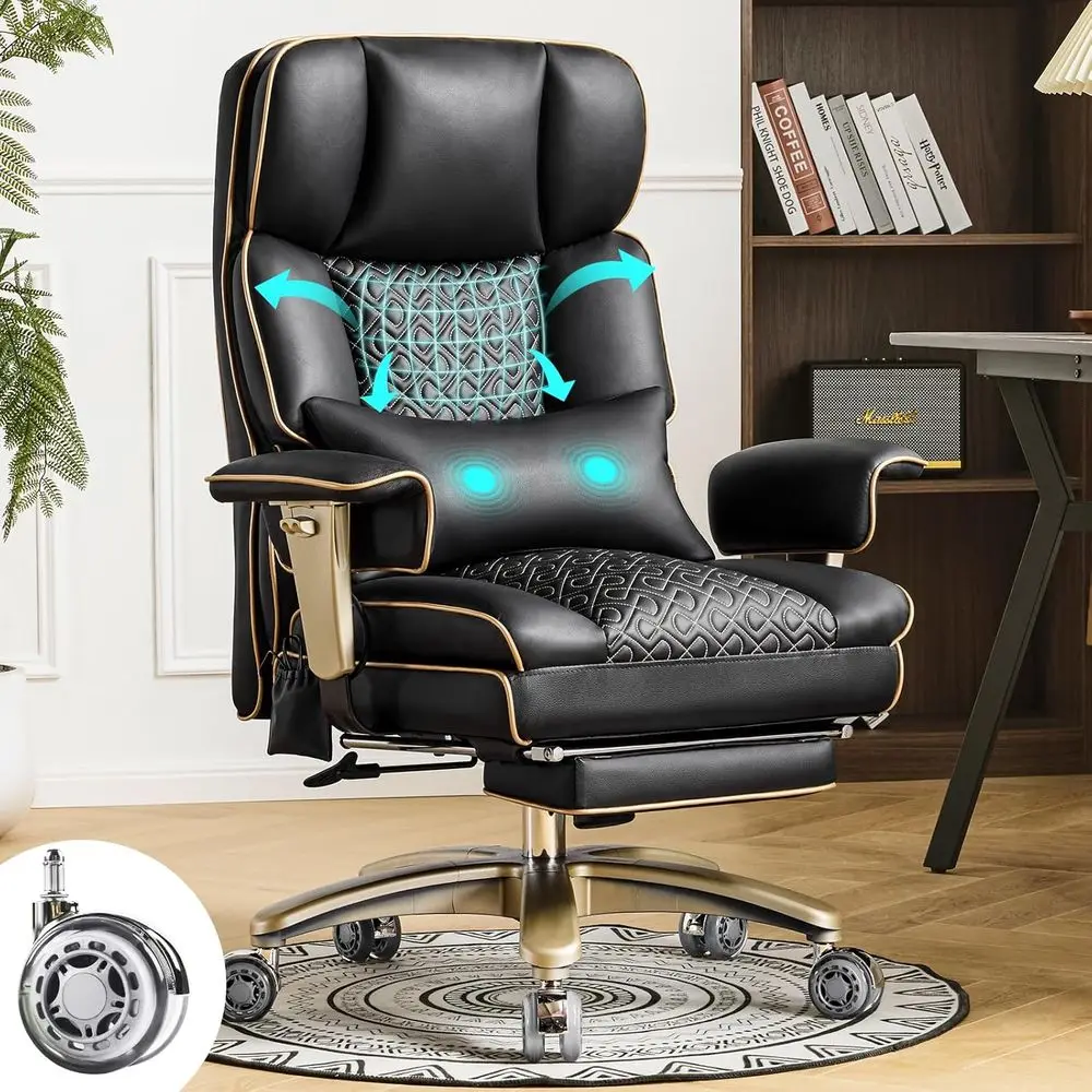 Executive High-Back Office Chair: 500lbs Capacity, Comfortable PU Leather, Adjustable Air Lumbar Massage, 360° Swivel, Recline,
Executive High-Back Office Chair: 500lbs Capacity, Comfortable PU Leather, Adjustable Air Lumbar Massage, 360° Swivel, Recline,