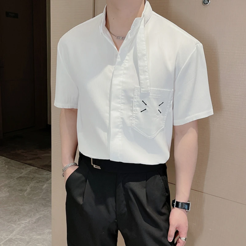 2024 Summer Embroidered Standing Neck Short Sleeved Shirt Men's Short Sleeved Casual Shirt Oversized Streetwear Harajuku Shirt
2024 Summer Embroidered Standing Neck Short Sleeved Shirt Men's Short Sleeved Casual Shirt Oversized Streetwear Harajuku Shirt
