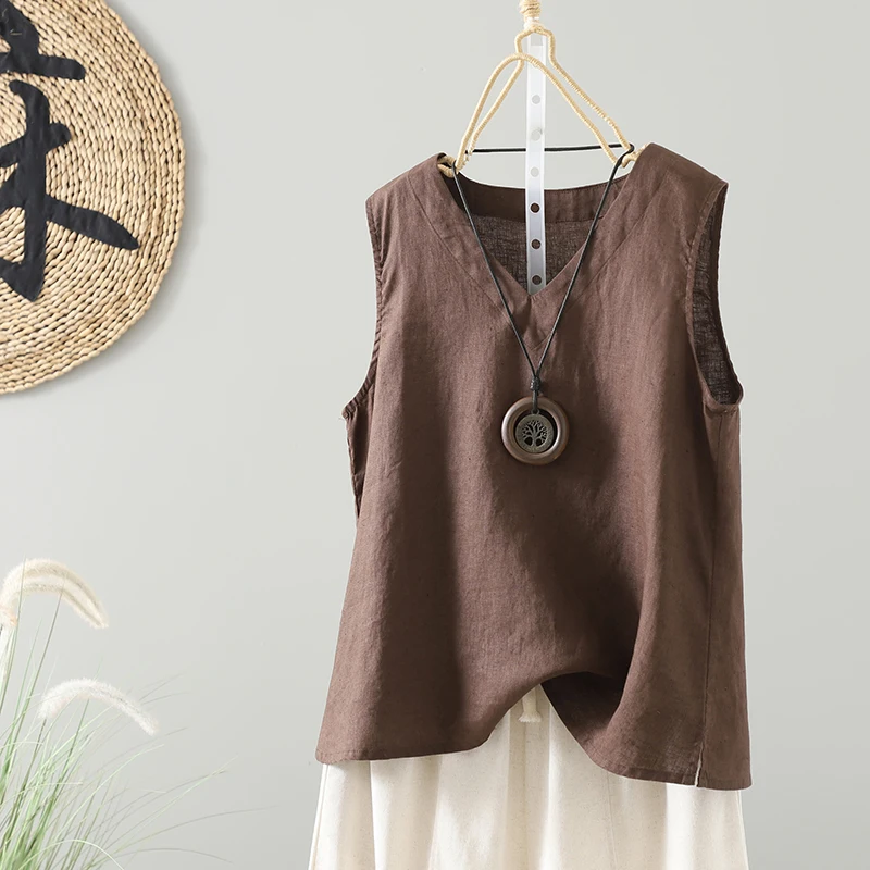 Retro Style Women's Cotton Linen Sleeveless Top Summer V-Neck Loose Artistic Personality Breathable Comfortable Fashionable
Retro Style Women's Cotton Linen Sleeveless Top Summer V-Neck Loose Artistic Personality Breathable Comfortable Fashionable