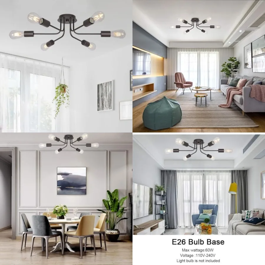 6 Light Sputnik Chandelier Oil Rubbed Bronze Ceiling Light Semi Flush Mount Light Ceiling for Kitchen Dining Room Living Room F
6 Light Sputnik Chandelier Oil Rubbed Bronze Ceiling Light Semi Flush Mount Light Ceiling for Kitchen Dining Room Living Room F