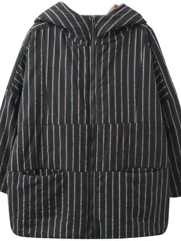 Faionable Thiened Cotton Jaet, женская зимняя дизайнерская свободная теплая верхняя одежда в полоску с капюшоном, удобная ретро-молния C...
Faionable Thiened Cotton Jaet, женская зимняя дизайнерская свободная теплая верхняя одежда в полоску с капюшоном, удобная ретро-молния C...