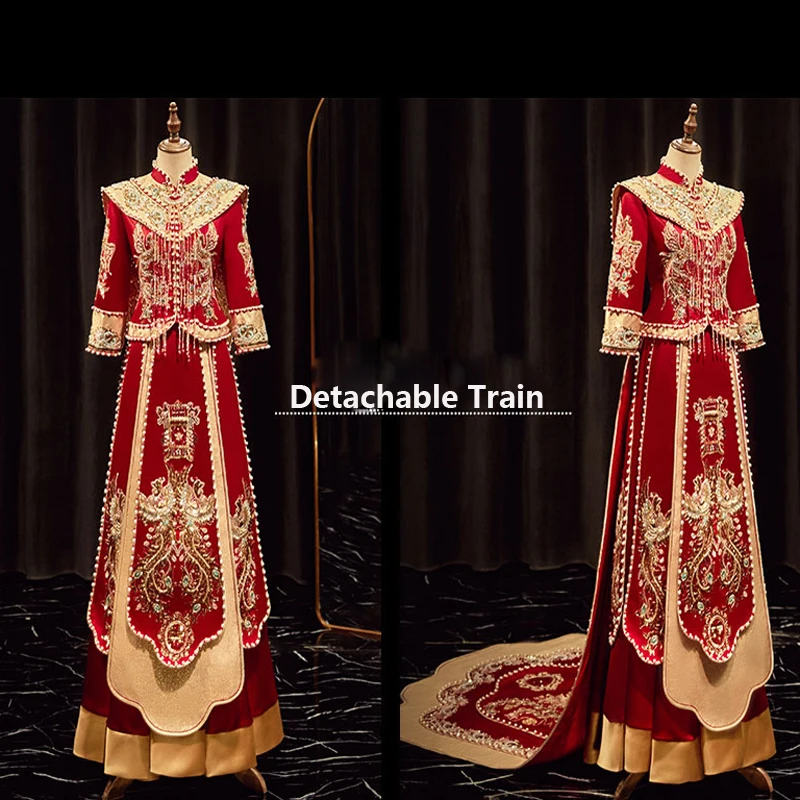 Yourqipao Традиционное женское свадебное платье с вышивкой Дракона Феникса для невесты и жениха в стиле ретро, китайское изысканное стильное платье для свадьбы, Cheongsam
Yourqipao Традиционное женское свадебное платье с вышивкой Дракона Феникса для невесты и жениха в стиле ретро, китайское изысканное стильное платье для свадьбы, Cheongsam