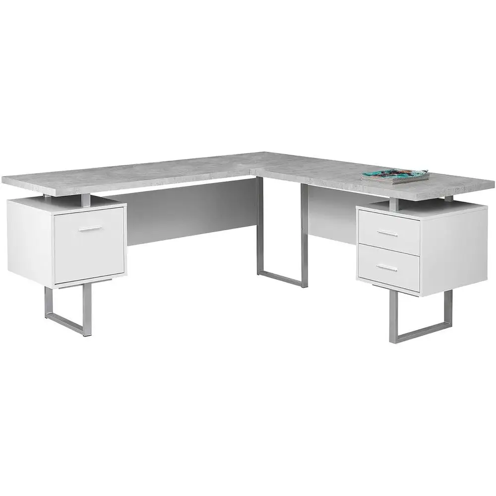 70 White Contemporary Desk with Cement Finish - Left or Right Facing
70 White Contemporary Desk with Cement Finish - Left or Right Facing