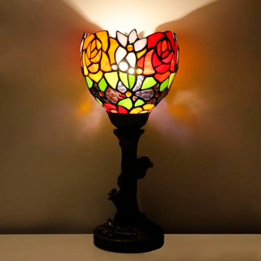Small Tiffany Lamp Mini Stained Glass Table Lamp Red Rose Accent Desk Uplight W6 H13.5 Inch Bronze Resin Base
Small Tiffany Lamp Mini Stained Glass Table Lamp Red Rose Accent Desk Uplight W6 H13.5 Inch Bronze Resin Base