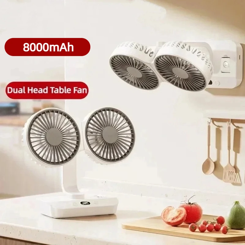 New Double Head Desktop Fan 4-Gears Wind Fast Cooling Digital Display 8000mAh Household Adjustable Direction Shaking Head Fan
New Double Head Desktop Fan 4-Gears Wind Fast Cooling Digital Display 8000mAh Household Adjustable Direction Shaking Head Fan