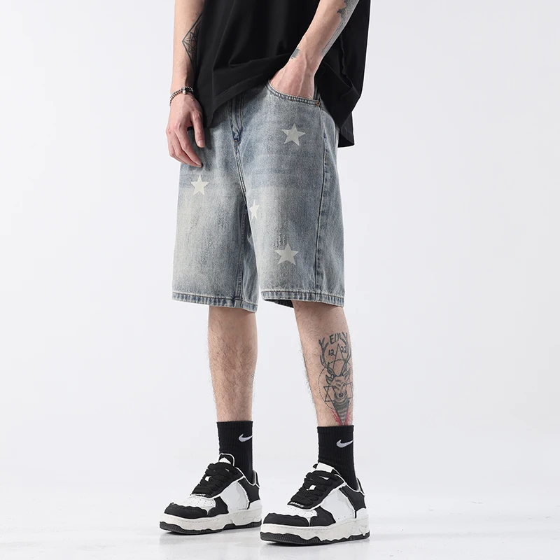 80029 High Street American summer new design sense loose straight jeans men's high-end small star tide casual shorts
80029 High Street American summer new design sense loose straight jeans men's high-end small star tide casual shorts
