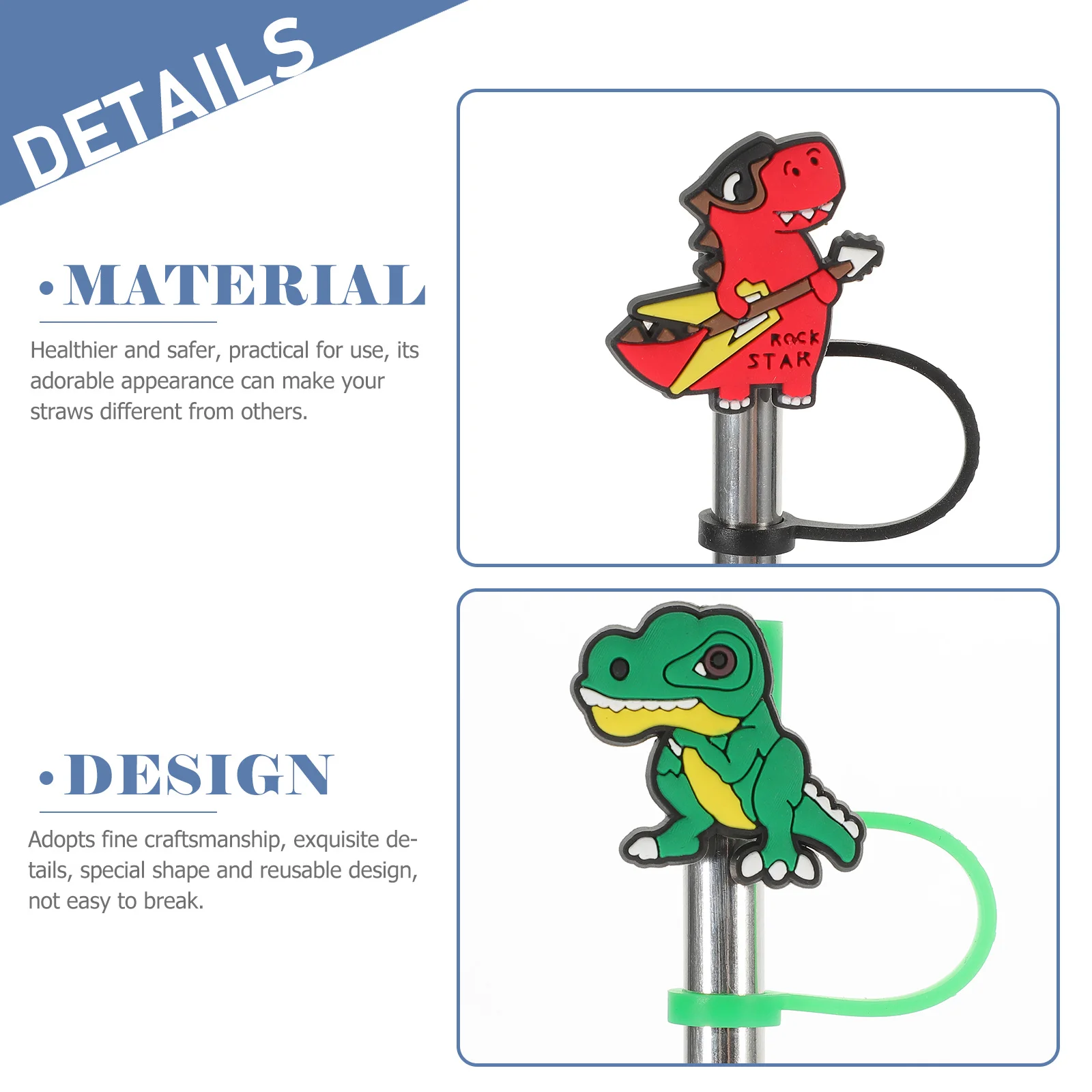 8Pcs Silicone Straw Caps Reusable Dinosaur Style Dust Plug for Drinking Straws Smooth Portable Covers for Travel Office Party
8Pcs Silicone Straw Caps Reusable Dinosaur Style Dust Plug for Drinking Straws Smooth Portable Covers for Travel Office Party