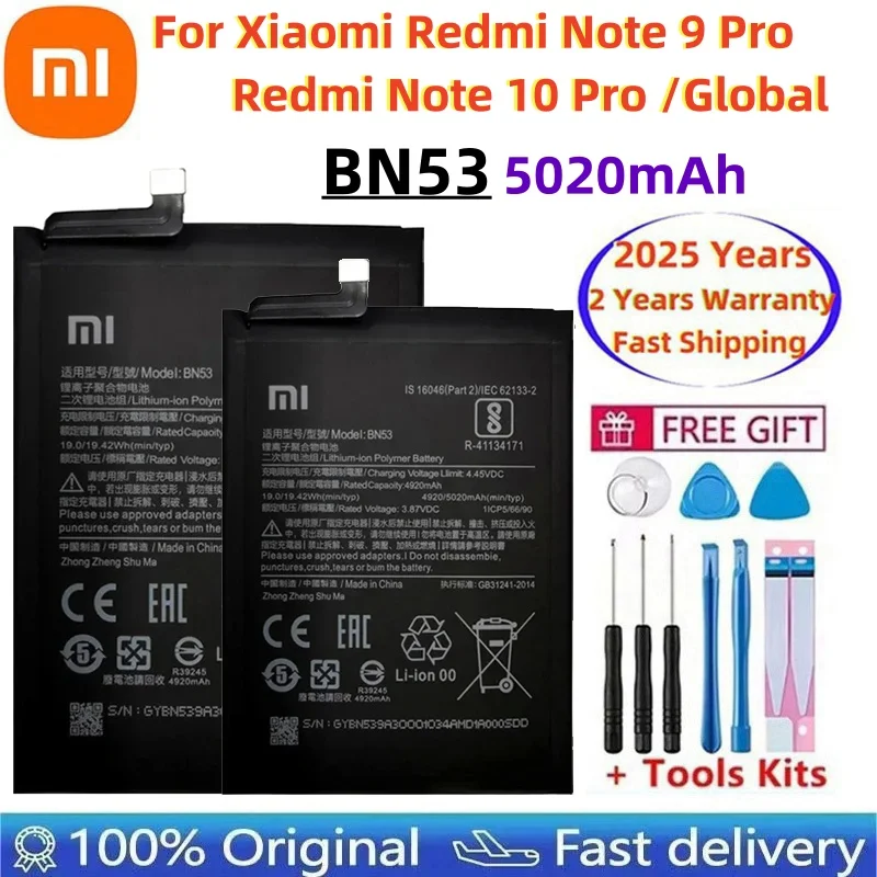 100% Original 5020mAh BN53 Battery For Xiaomi Redmi Note 10 Pro Global / Note 9 Pro Global Replacement Batteries Fast Shipping
100% Original 5020mAh BN53 Battery For Xiaomi Redmi Note 10 Pro Global / Note 9 Pro Global Replacement Batteries Fast Shipping