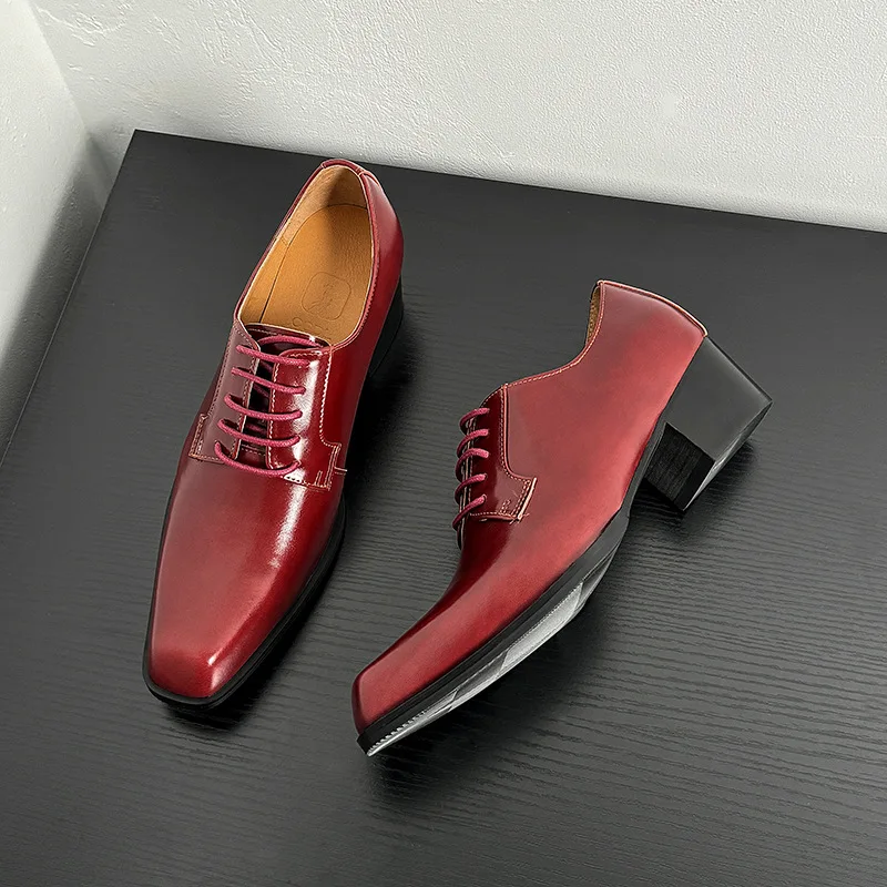 Luxury Patent Leather Mens Dress Shoes with Heels Handmade Quality Genuine Leather Elegant 5 Cm Height Business Social Shoes Man
Luxury Patent Leather Mens Dress Shoes with Heels Handmade Quality Genuine Leather Elegant 5 Cm Height Business Social Shoes Man