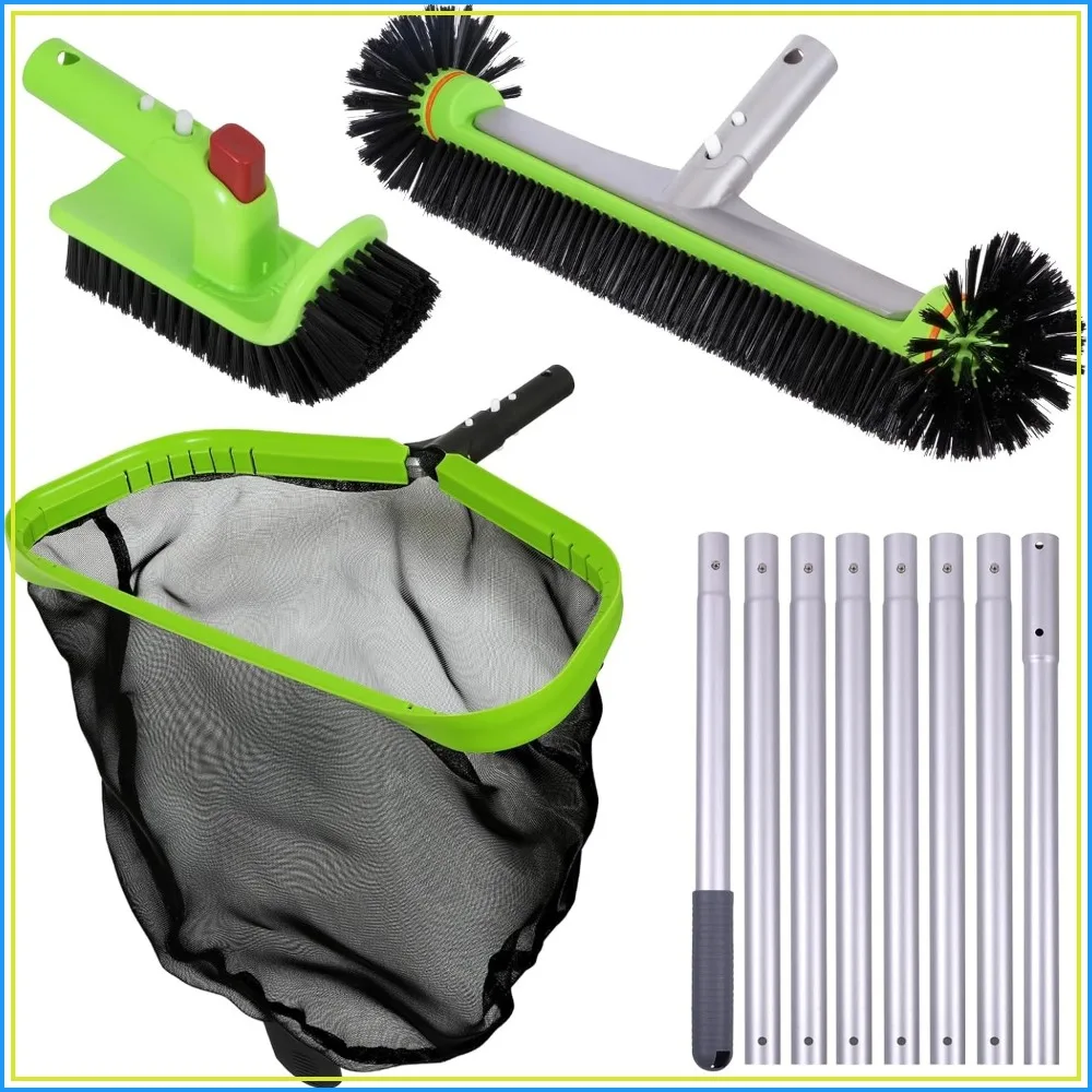 Deluxe Pool Cleaning Kit with 10.5" Aluminum Pole, Leaf Skimmer Net, 17.5" Pool Brush & Hand Scrub Brush for Inground & Above Ground Pools
Deluxe Pool Cleaning Kit with 10.5" Aluminum Pole, Leaf Skimmer Net, 17.5" Pool Brush & Hand Scrub Brush for Inground & Above Ground Pools