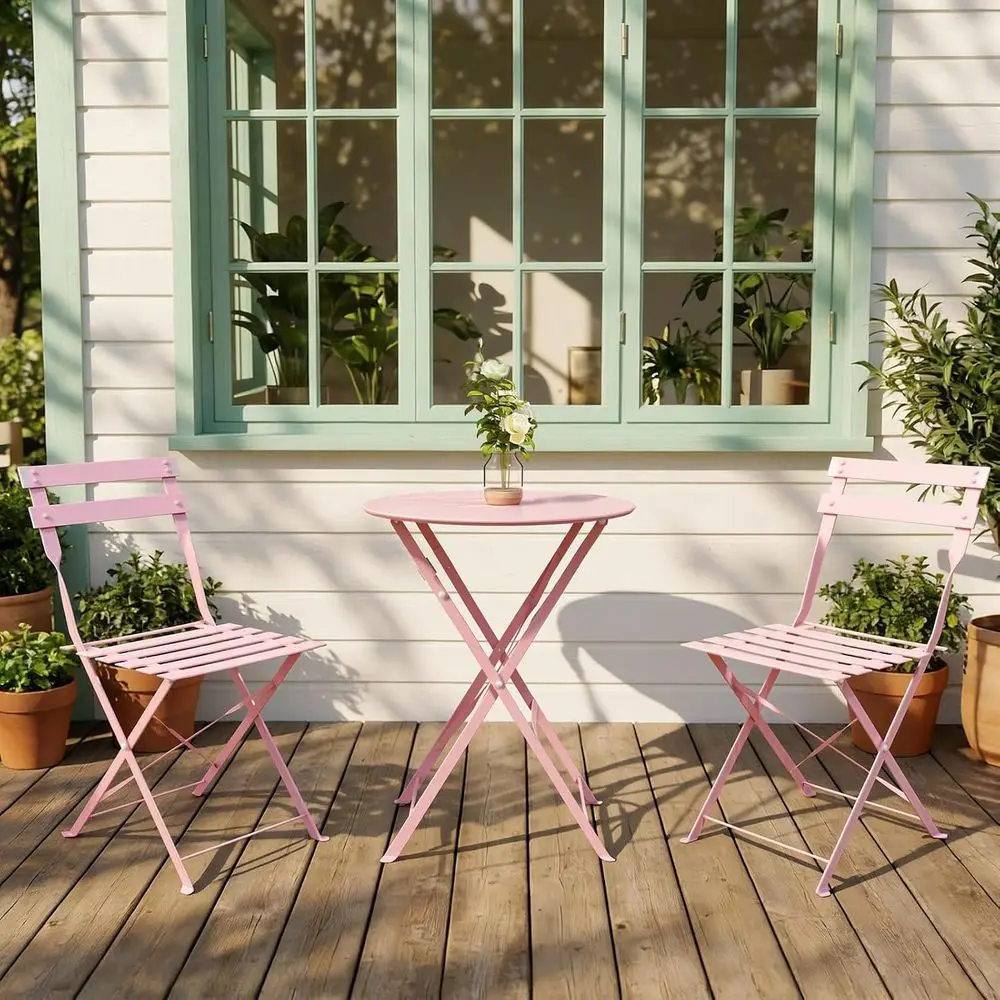 Space-Saving Weather-Resistant 3-Piece Bistro Set with 2 Chairs and 1 Table, Portable Outdoor/Indoor Furniture for Patio, Garden
Space-Saving Weather-Resistant 3-Piece Bistro Set with 2 Chairs and 1 Table, Portable Outdoor/Indoor Furniture for Patio, Garden