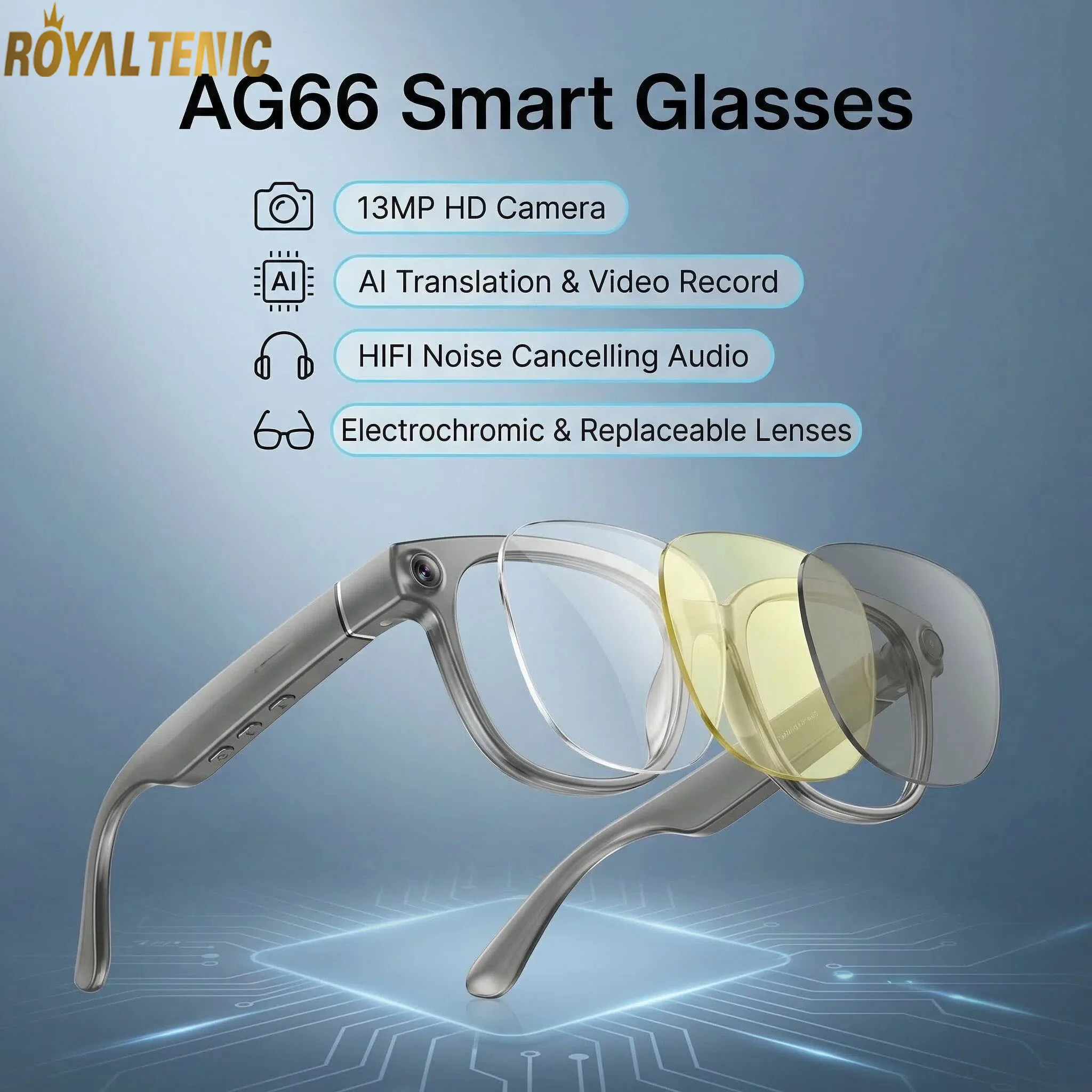 2026 NEW AG66 13MP Smart Glasses Electrochromic Audio Sunglasses Horizontal & Vertical Video Record AI Smart Glasses with Camera
2026 NEW AG66 13MP Smart Glasses Electrochromic Audio Sunglasses Horizontal & Vertical Video Record AI Smart Glasses with Camera